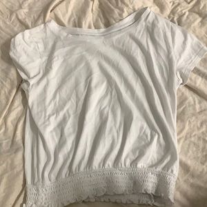 White cute shirt with sleeves , elastic at bottom